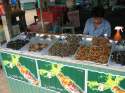 The thai people loves the fried worms, cockroaches and grass
