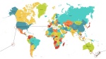 Mapa del viaje alrededor del mundo en cinco etapas